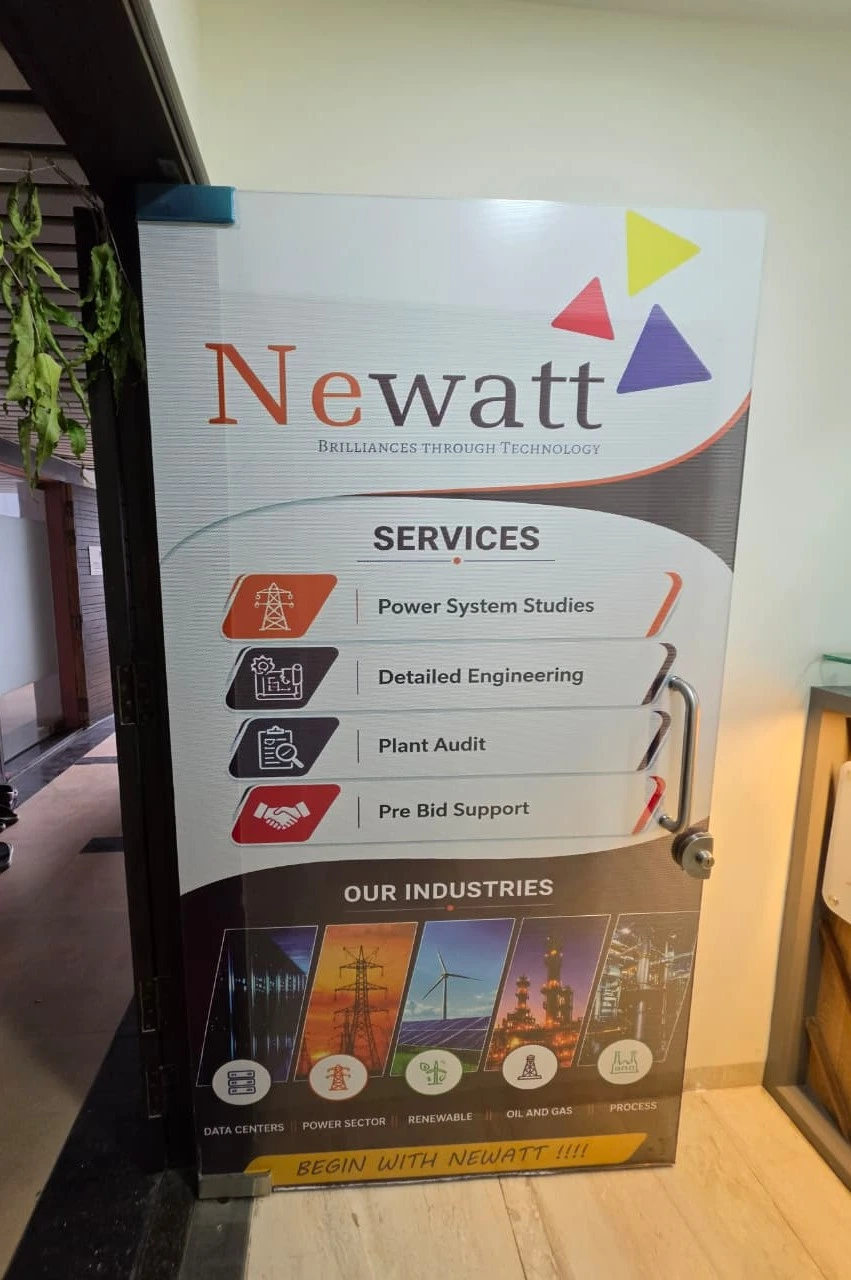 NEWATT services overview display, Vadodara office